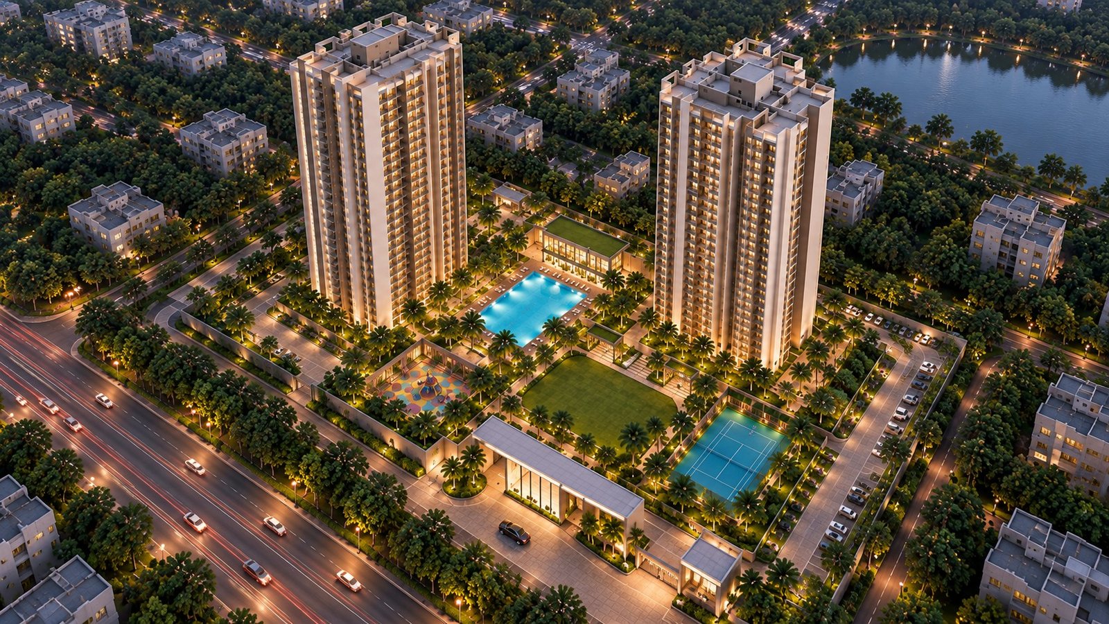 dronw view 2 towers