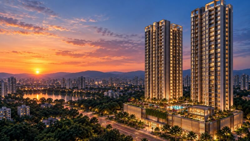 Arkade Thane tower exterior at sunset